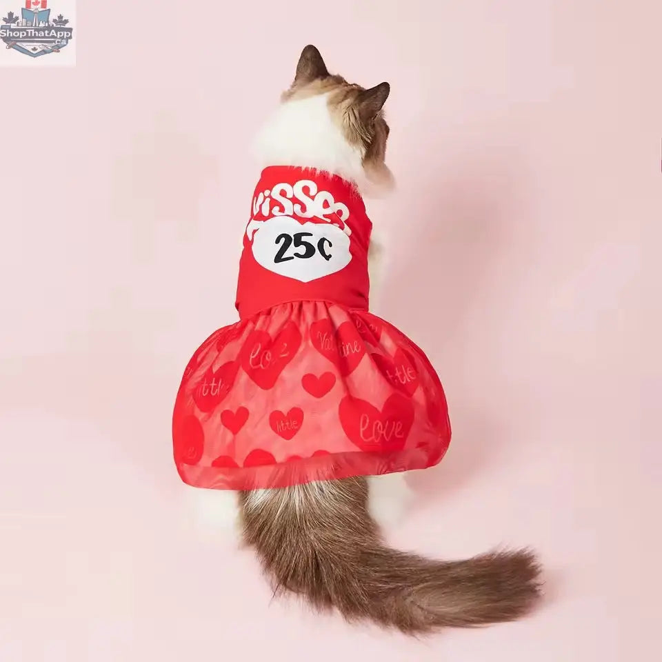 25¢ Kisses Valentine Dog Dress – Red Heart Puppy Outfit - Shopthatapp.ca