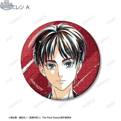 Attack on Titan tin badge featuring new illustration of Tea Time ver. from Doki Doki Land's Ani-Art glitter collectibles series.