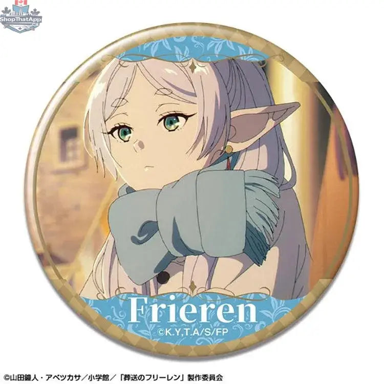 Frieren anime tin badge featuring design 10 from Doki Doki Land's collection of 14 Frieren: Beyond Journey's End collectibles.