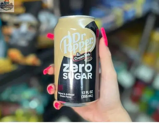 Can of Dr. Pepper Cream Soda Zero Sugar in 355ml size with vibrant branding and label design.