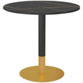 Rene Round Modern Dining Table with Faux Marble Top for Small Spaces-Black