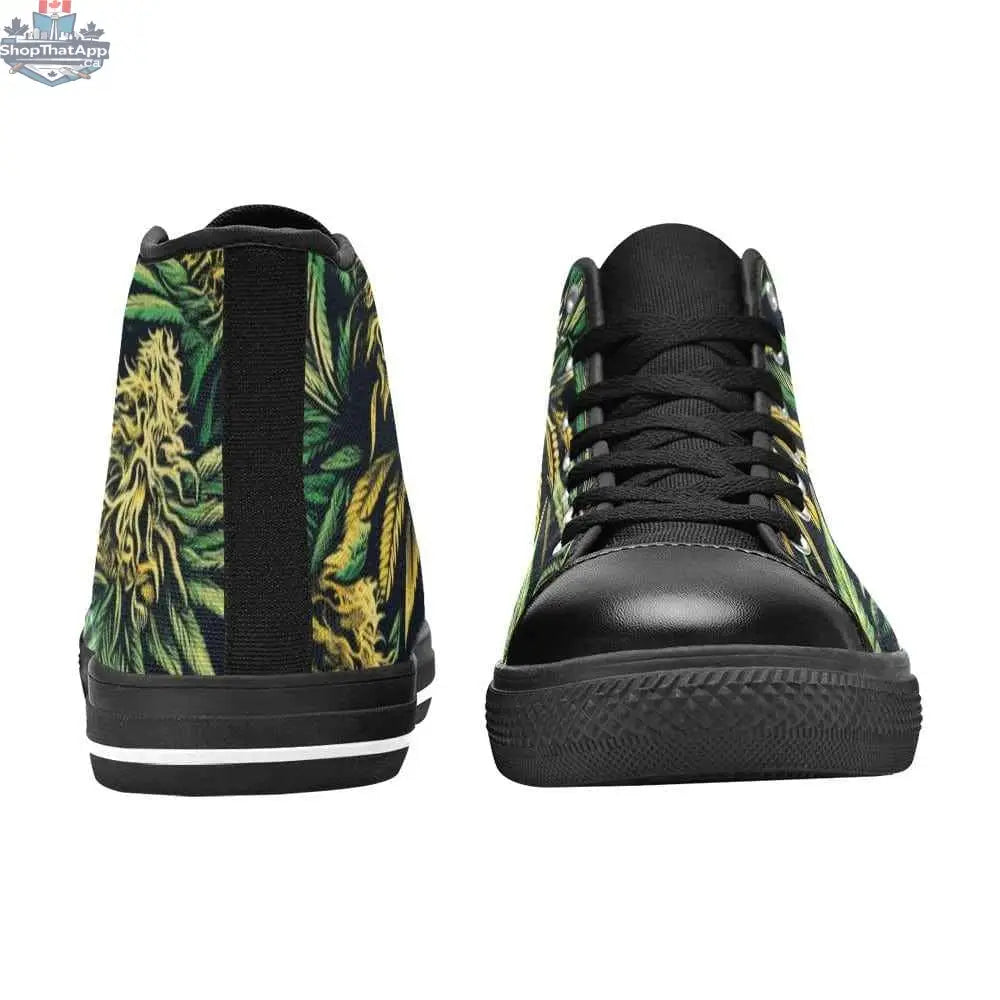 Jane Dope Big Buds Classic Black Tops women's high top canvas shoes, stylish black sneakers with a high-top design.