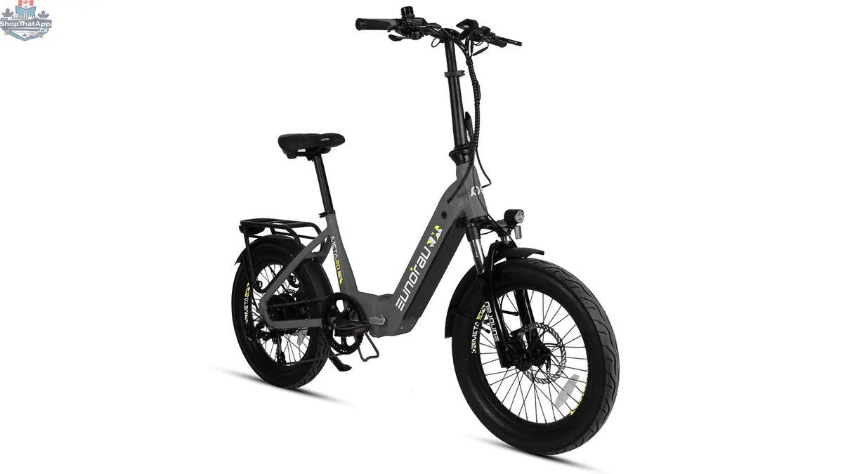 E-Vélo EUNORAU QUEBEC META20 1.0 electric bicycle with sleek frame and handlebar controls, ready for urban commuting and gaming adventures