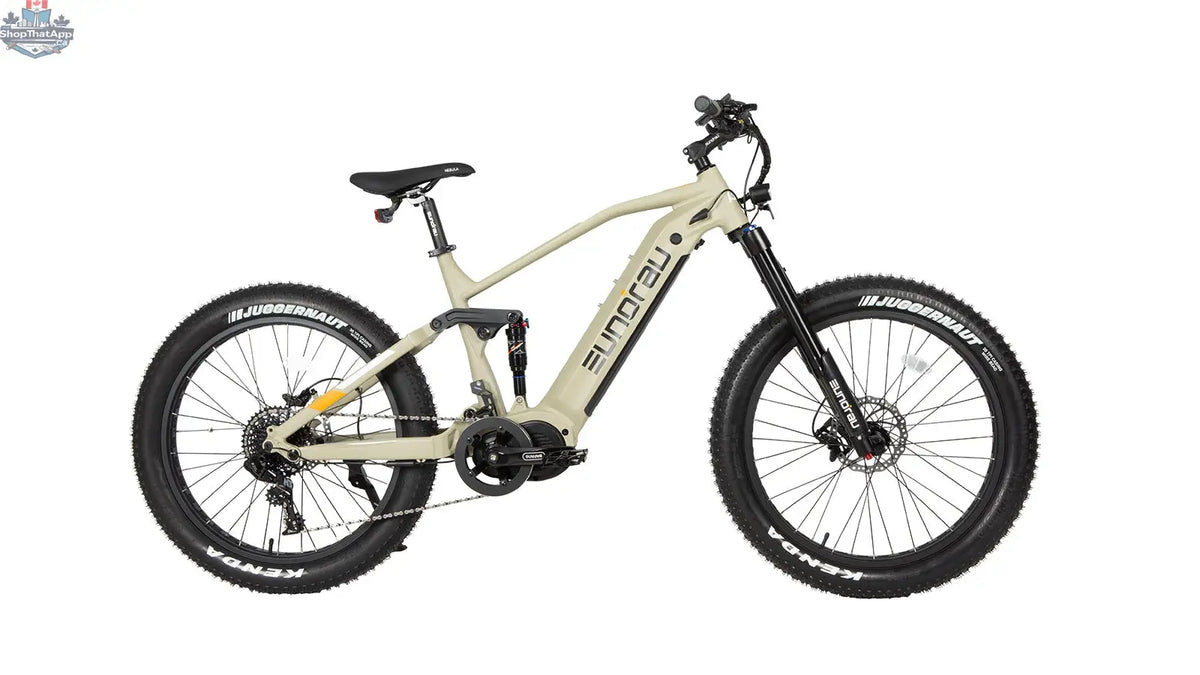 E-Vélo EUNORAU QUEBEC SPECTER-S 3.0 Hunter X9 electric bicycle with sleek frame and electric motor, ready for tactical riding.