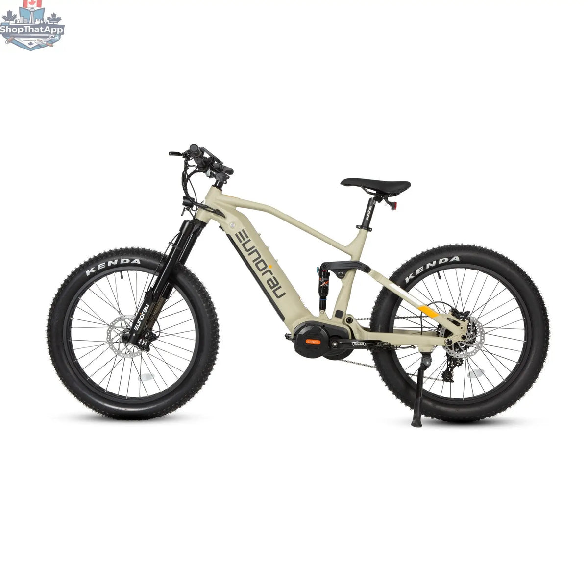 E-Vélo EUNORAU Quebec SPECTER-S 3.0 Hunter X9 electric bicycle with sleek frame and advanced features, ready for tactical riding.