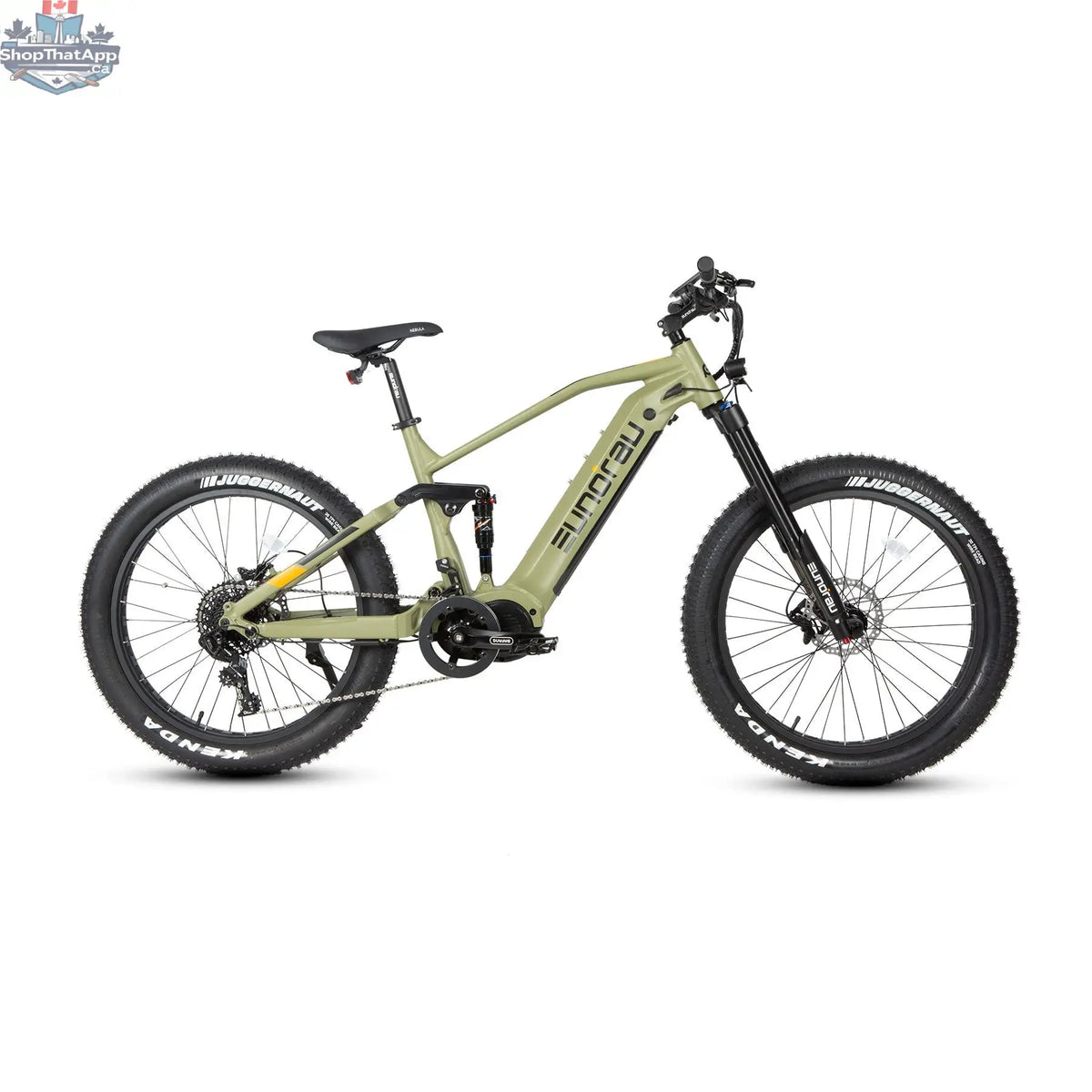 E-Vélo EUNORAU QUEBEC SPECTER-S 3.0 Hunter X9 electric bicycle with sleek frame and advanced handlebar controls.