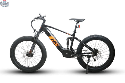 E-Vélo EUNORAU QUEBEC FAT-HS Hunter X8 electric bicycle with thick tires and sleek frame, ready for outdoor adventures