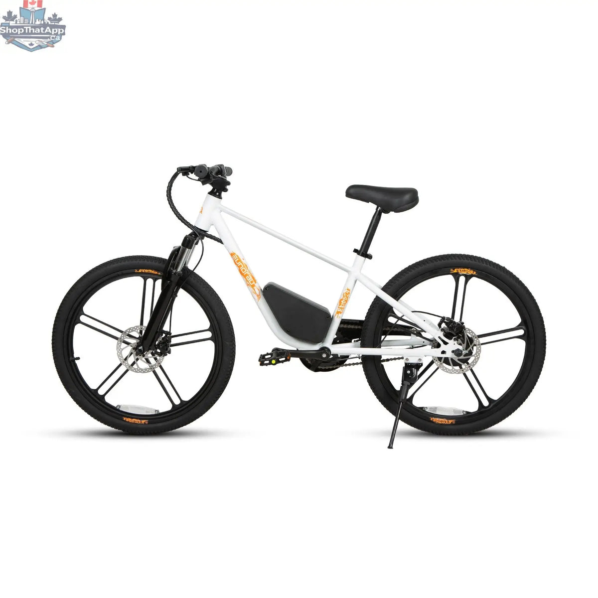E-Vélo EUNORAU QUEBEC EKIDS24 1.0 kids educational electric bicycle with colorful frame and safety features for young learners.