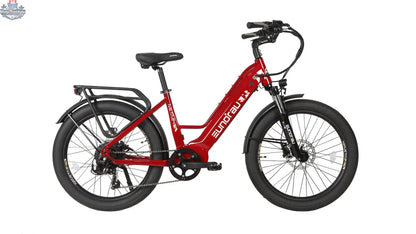 E-Vélo EUNORAU QUEBEC META24 1.0 electric bicycle with sleek frame and modern design, ready for urban commuting.