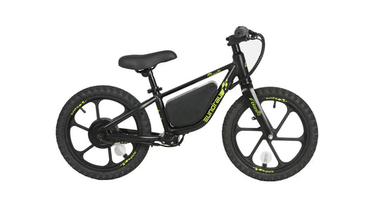 E-Vélo EUNORAU QUEBEC EKIDS16 1.0 electric bicycle with sleek frame and handlebars, ready for riding.