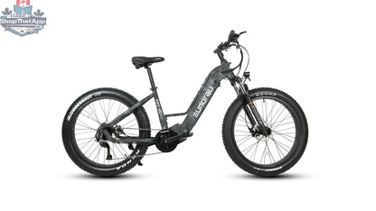 E-Vélo EUNORAU QUEBEC FAT-HD 2.0 Hunter X7 electric bicycle with fat tires, sleek frame, and handlebar controls for versatile riding.