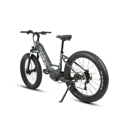 E-Vélo EUNORAU QUEBEC FAT-HD 2.0 Hunter X7 electric bicycle with thick tires and sleek frame for high-performance off-road riding