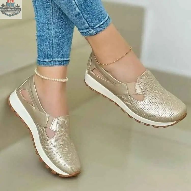 Plus-size Womens Shoes Korean-style Chunky-soled Versatile Slip-on Casual Flats - Shopthatapp.ca
