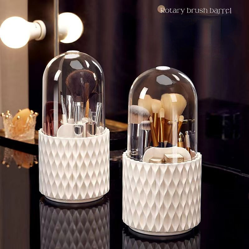 360 Rotating Makeup Brush Organizer with Large Capacity and Transparent Design - Shopthatapp.ca