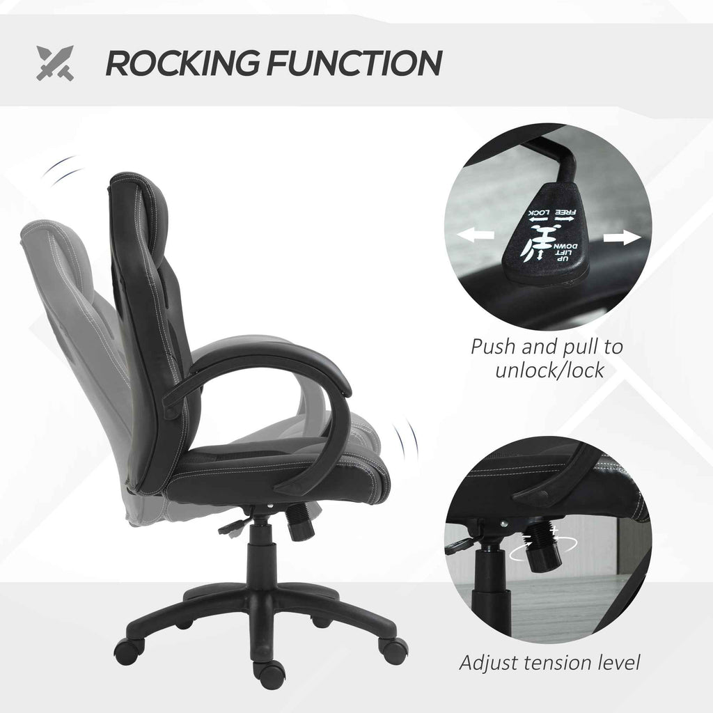 Erling Gaming-Office Chair with Swivel and Tilt Functions-Black