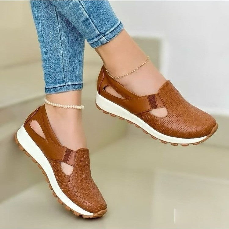 Plus-size Womens Shoes Korean-style Chunky-soled Versatile Slip-on Casual Flats