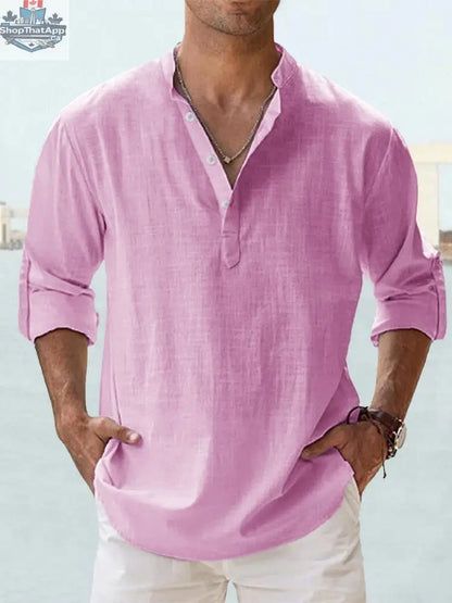 New Men's Casual Blouse Cotton Linen Shirt Loose Tops Long Sleeve Tee Shirt Spring Autumn Casual Handsome Men's Shirts - Shopthatapp.ca