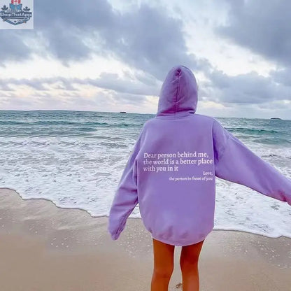Women's Plush Letter Printed Kangaroo Pocket Hoodie | Cozy Pullover - Shopthatapp.ca