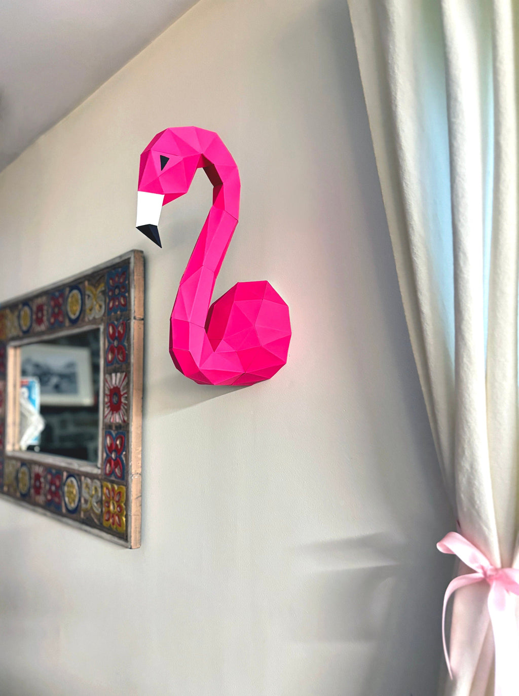 DIY Wall Flamingo 3D Origami paper model Kit - Www.Shopthatapp.ca
