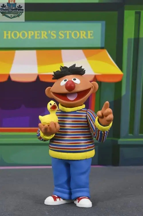 Toy Snowman Sesame Street Ernie action figure from Toony Classics, featuring bright colors and classic puppet details.