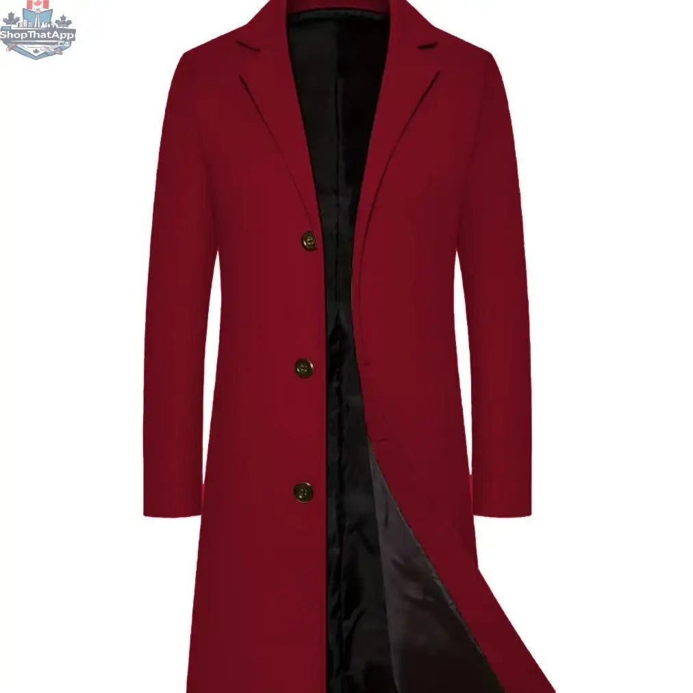 Men's Casual Extended Above The Knee Woolen Trench Coat - Shopthatapp.ca
