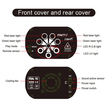 480 Pattern LED RGB Disco Party Laser Stage Light for DJ, club, and stage lighting with colorful light patterns and effects