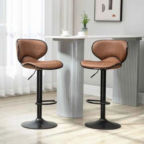 Anna Vintage Adjustable Counter/Bar Height Stools with Swivel Seat-Set of 2-Brown