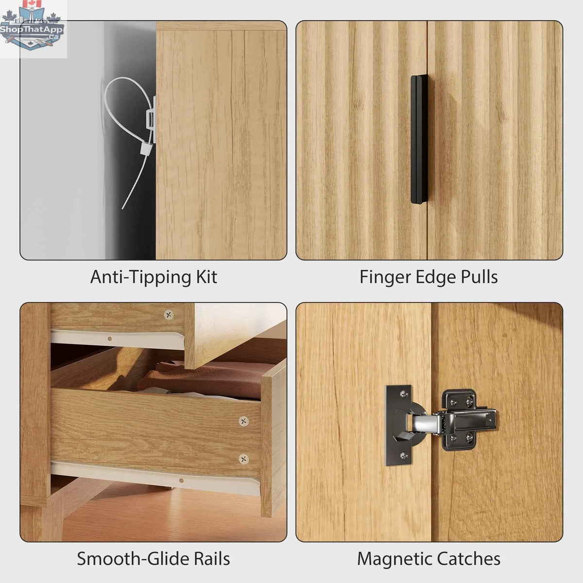 Alexis modern wardrobe closet with soft-close doors in natural wood finish, bedroom furniture from SLOTH Nation.