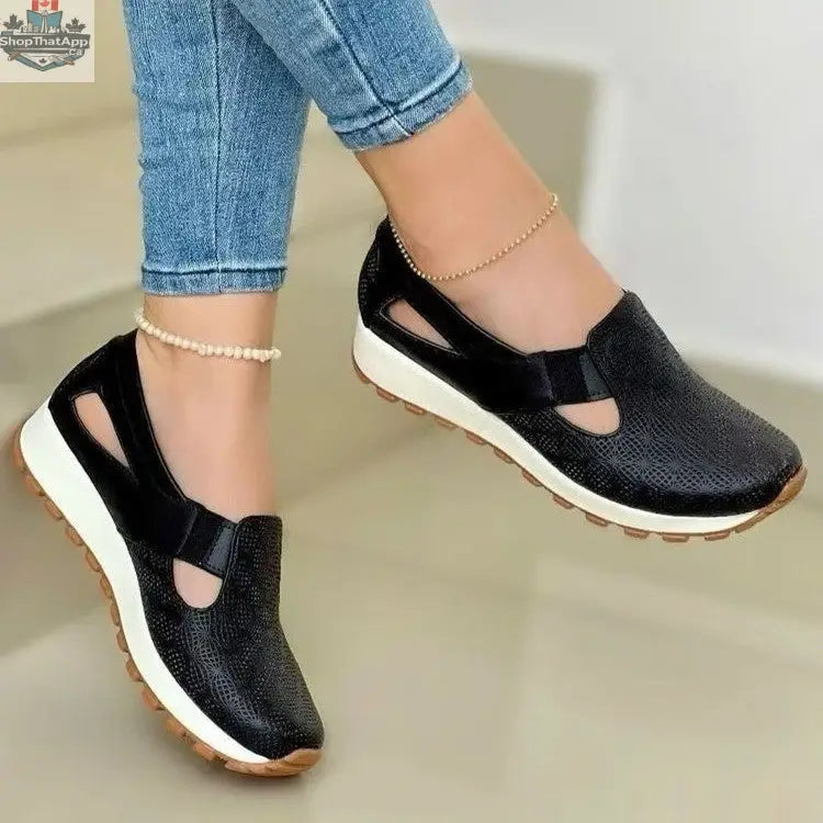Plus-size Womens Shoes Korean-style Chunky-soled Versatile Slip-on Casual Flats - Shopthatapp.ca