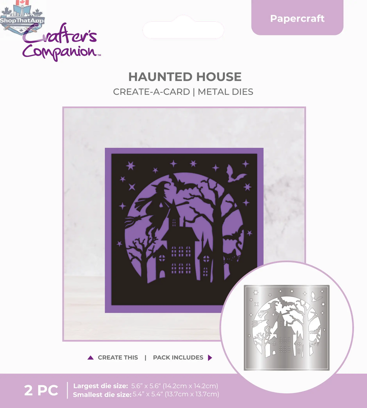 Ecstasy Crafts Haunted House die set for card making, featuring intricate die cuts of spooky haunted house and Halloween-themed shapes.