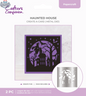 Ecstasy Crafts Haunted House die set for card making, featuring intricate die cuts of spooky haunted house and Halloween-themed shapes.