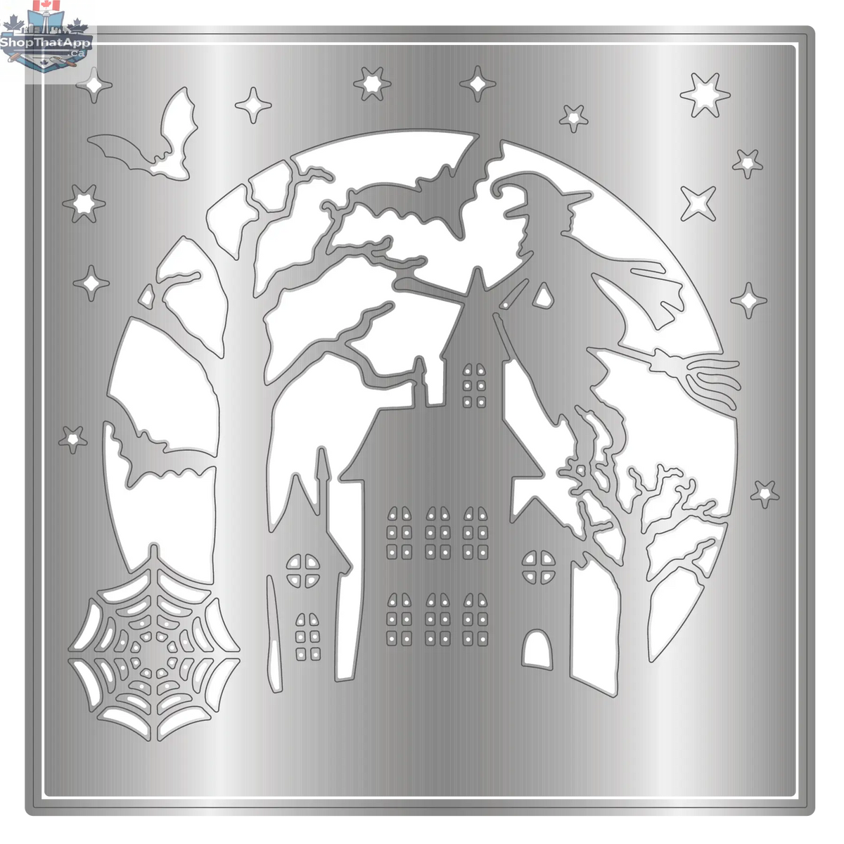 Haunted house die set for die cutting by Ecstasy Crafts, features detailed haunted house design for crafting projects.