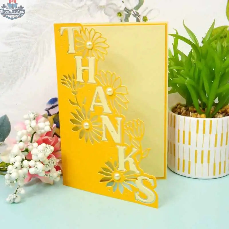 Moonstone Dies for Crafting by Ecstasy Crafts, edge-it "Thanks" design for die cutting and card making projects.