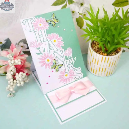 Ecstasy Crafts Moonstone Dies for Crafting - Edge It Thanks design, metal die cut for card making and paper crafts.