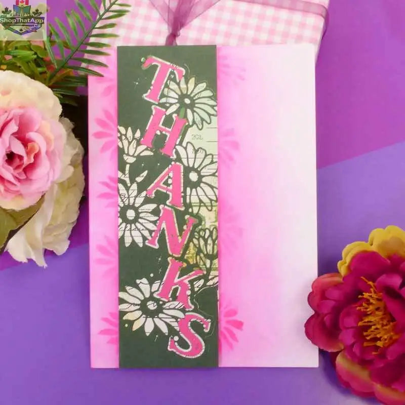 Moonstone dies for crafting by Ecstasy Crafts featuring a "Thanks" design, used for die cutting and paper crafting projects.