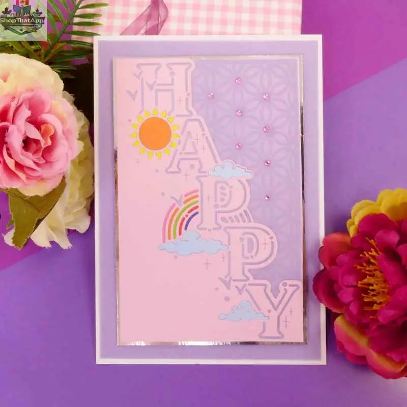 Ecstasy Crafts Moonstone Dies Happy Edge It Design for die cutting and creative projects, featuring intricate moonstone pattern.