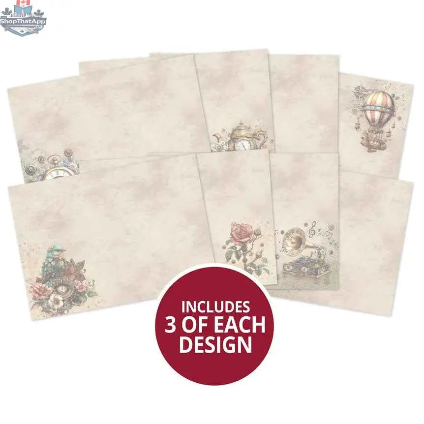 Elegant clockwork-themed paper and cardstock card inserts by Ecstasy Crafts for luxury gifting and creative craft projects.
