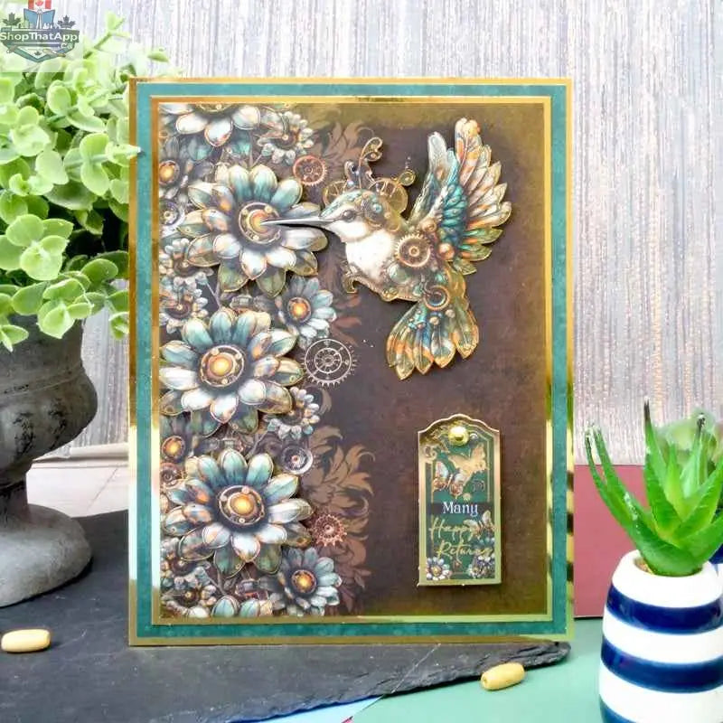 Ecstasy Crafts Clockwork Curiosities paper pad, 8x8 inches, featuring intricate steampunk-inspired patterns for creative crafts.