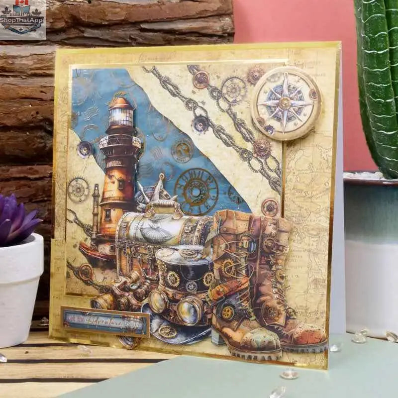 Ecstasy Crafts Clockwork Curiosities paper pad, 8x8 inches, featuring intricate designs for creative craft projects and scrapbooking.