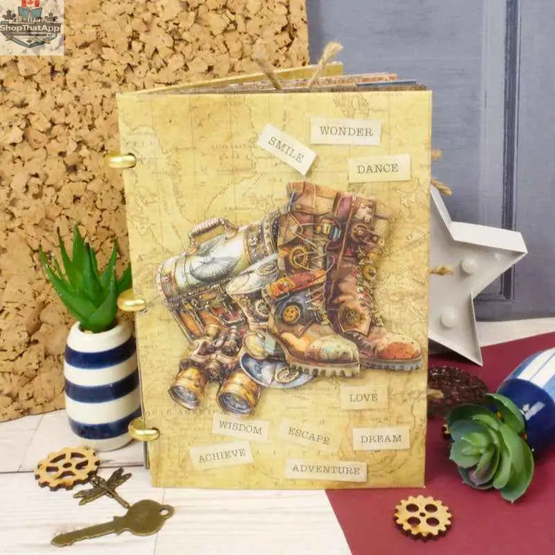 Ecstasy Crafts Clockwork Curiosities paper pad with vintage-themed designs, 8x8 inch size for creative crafts and scrapbooking.