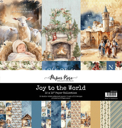 Ecstasy Crafts Joy to the World 12x12 scrapbook paper collection featuring festive holiday designs on paper and cardstock.