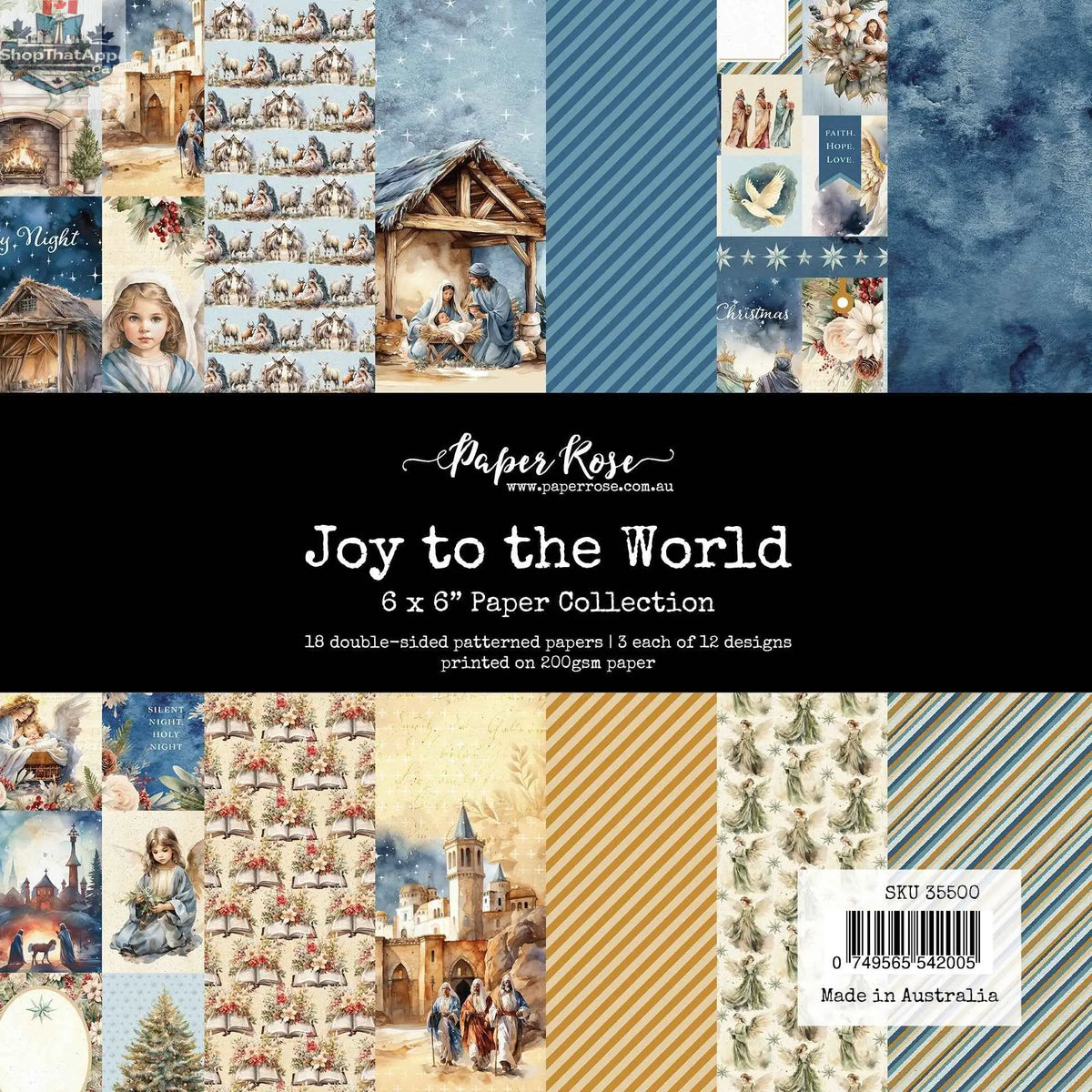 Ecstasy Crafts Joy to the World 6x6 paper collection featuring festive holiday and Christmas-themed designs on cardstock.