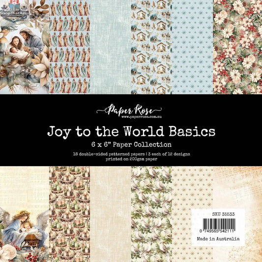 Ecstasy Crafts Joy to the World Paper Collection basics 6x6 paper pack featuring festive holiday designs and patterns.