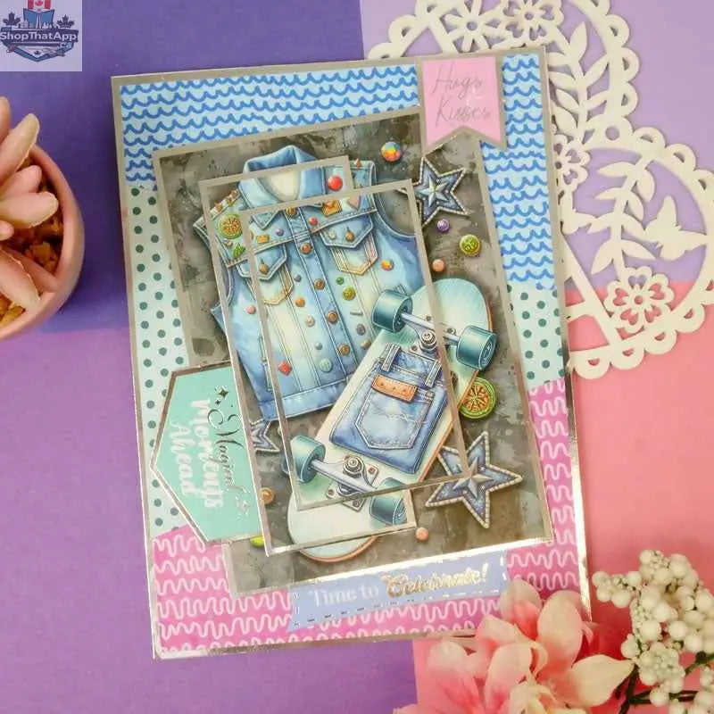 Image of The Little Book of Denim paper and cardstock by Ecstasy Crafts, featuring denim-inspired textured pages and cover.