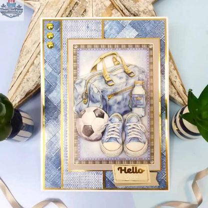 Close-up of "The Little Book of Denim" paper and cardstock by Ecstasy Crafts showcasing blue denim-inspired textured paper pages.