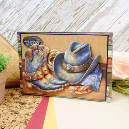Close-up of The Little Book of Denim paper and cardstock by Ecstasy Crafts, showcasing blue denim-inspired textured paper.