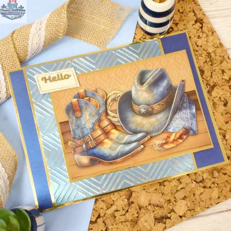 Close-up of The Little Book of Denim paper by Ecstasy Crafts, featuring textured denim-inspired cardstock pages.