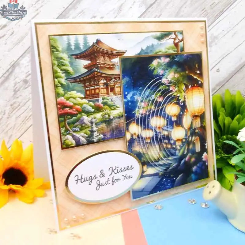 Open book of Eastern treasures with intricate paper and cardstock designs from Ecstasy Crafts' The Little Book of Eastern Treasures.