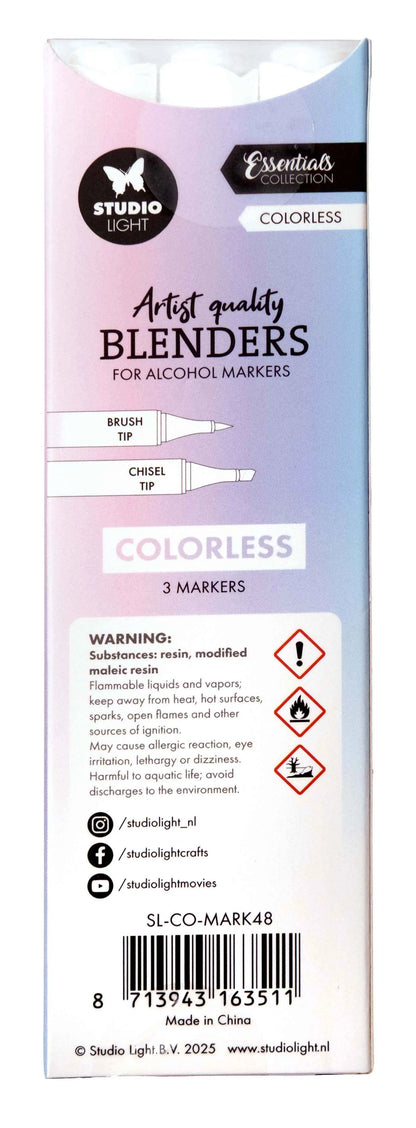 Set of three Ecstasy Crafts SL Alcohol Markers Blenders in colorless for blending and shading in art projects.