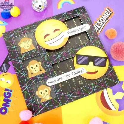 Precut 3D card toppers featuring colorful die-cut icons for creative crafting projects by Ecstasy Crafts.